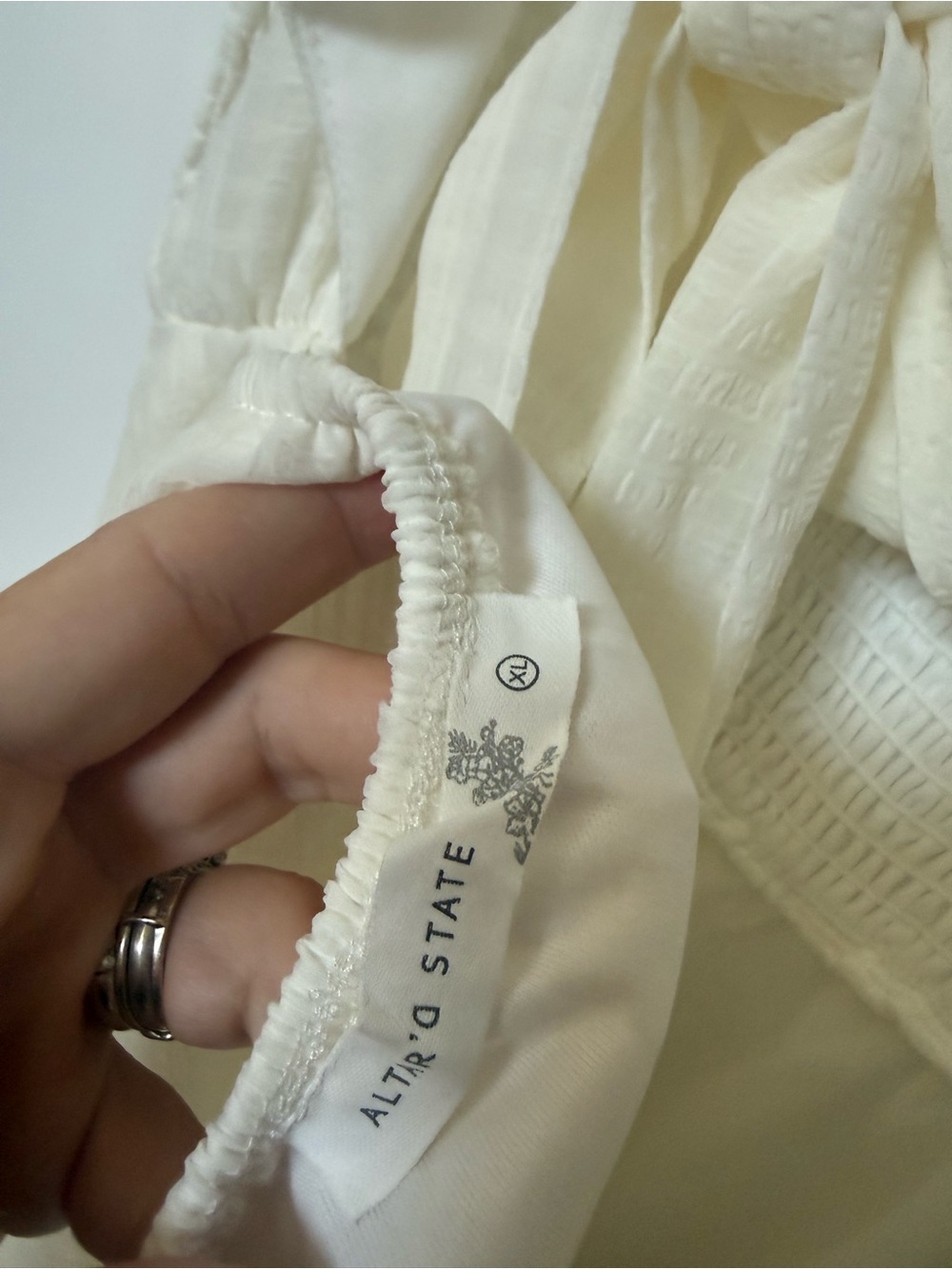 Altar'd State Cream Ruffle Strap Smocked Dress - Picture 3 of 3